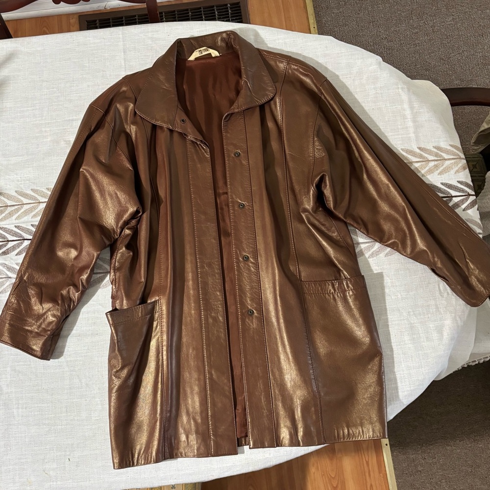 Vintage Bart designed by Sibylle Lyn Brown Leather Jacket Women’s Size 10